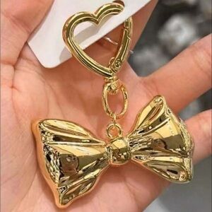Buy it Now! Gold bow heart keychain